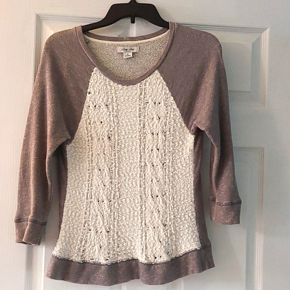 Sweatshirt by Lucky Lotus.  Gray/Cream Size Small